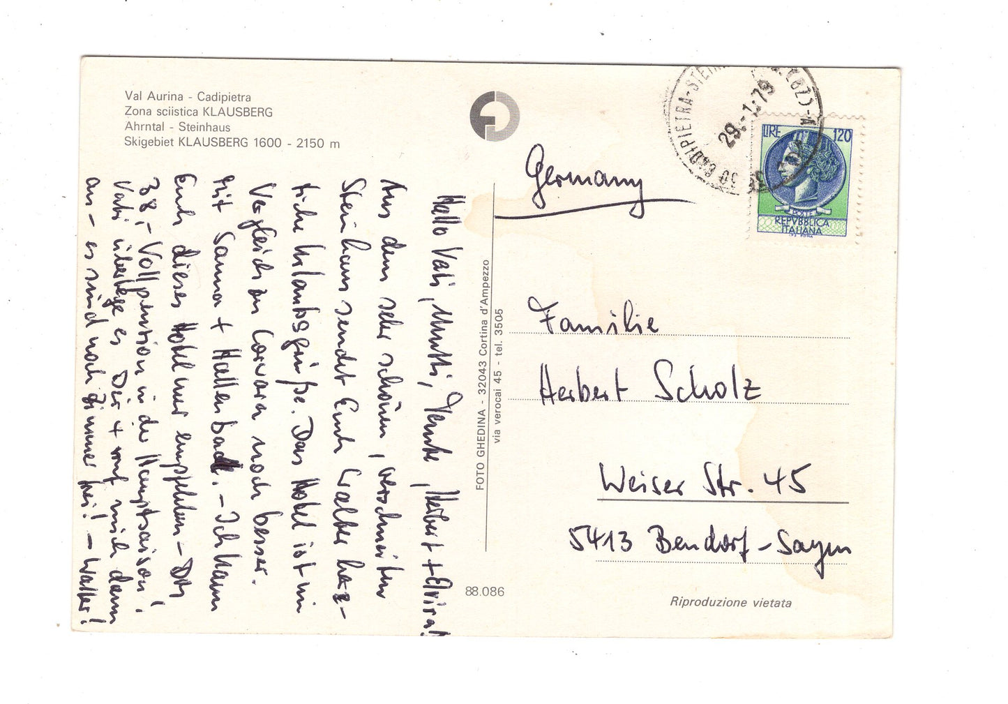 Ansichtskarte Skigebiet Klausberg / Italien / N1-62