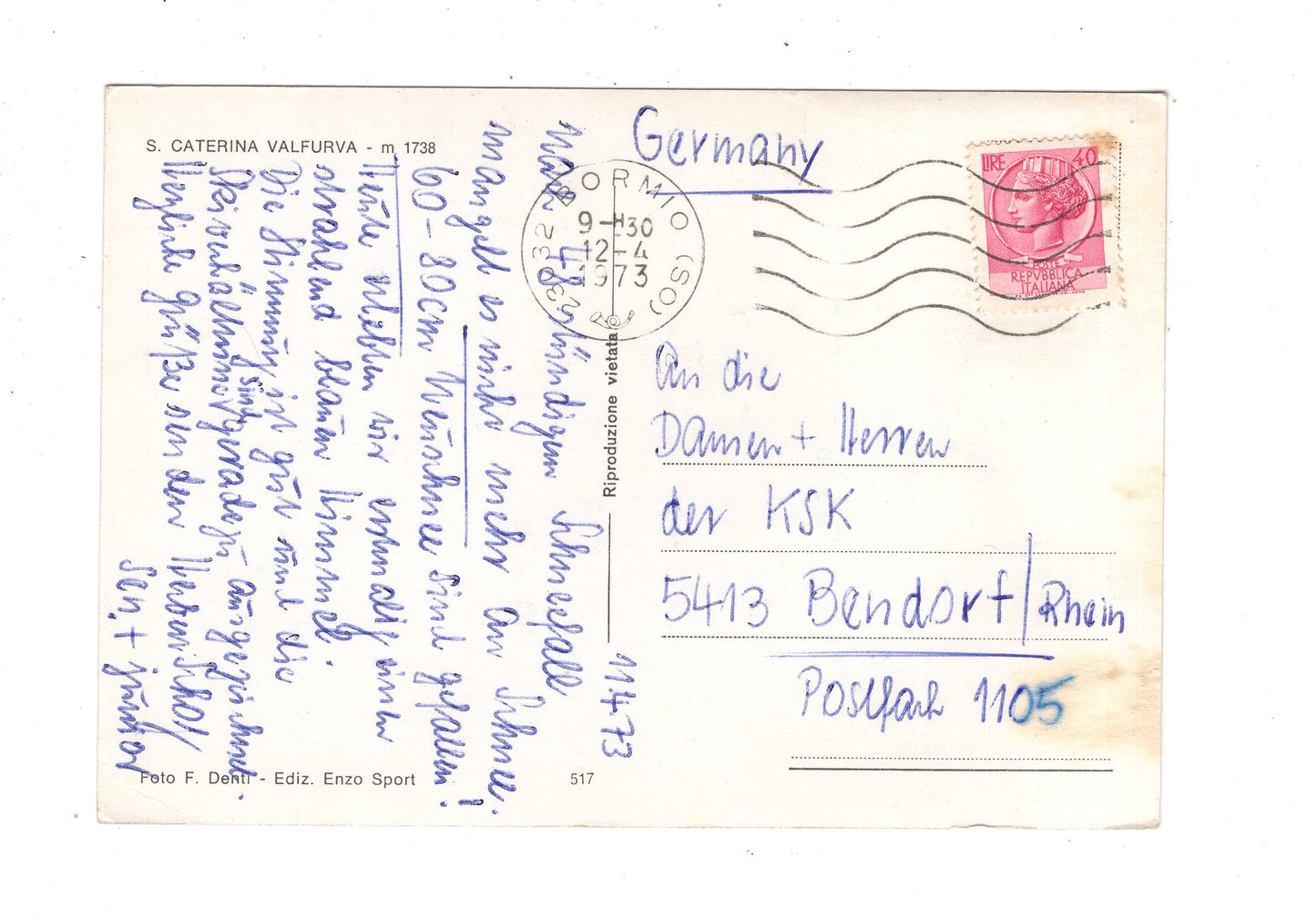 Ansichtskarte S. Caterina Valfurva / Italien / N1-62