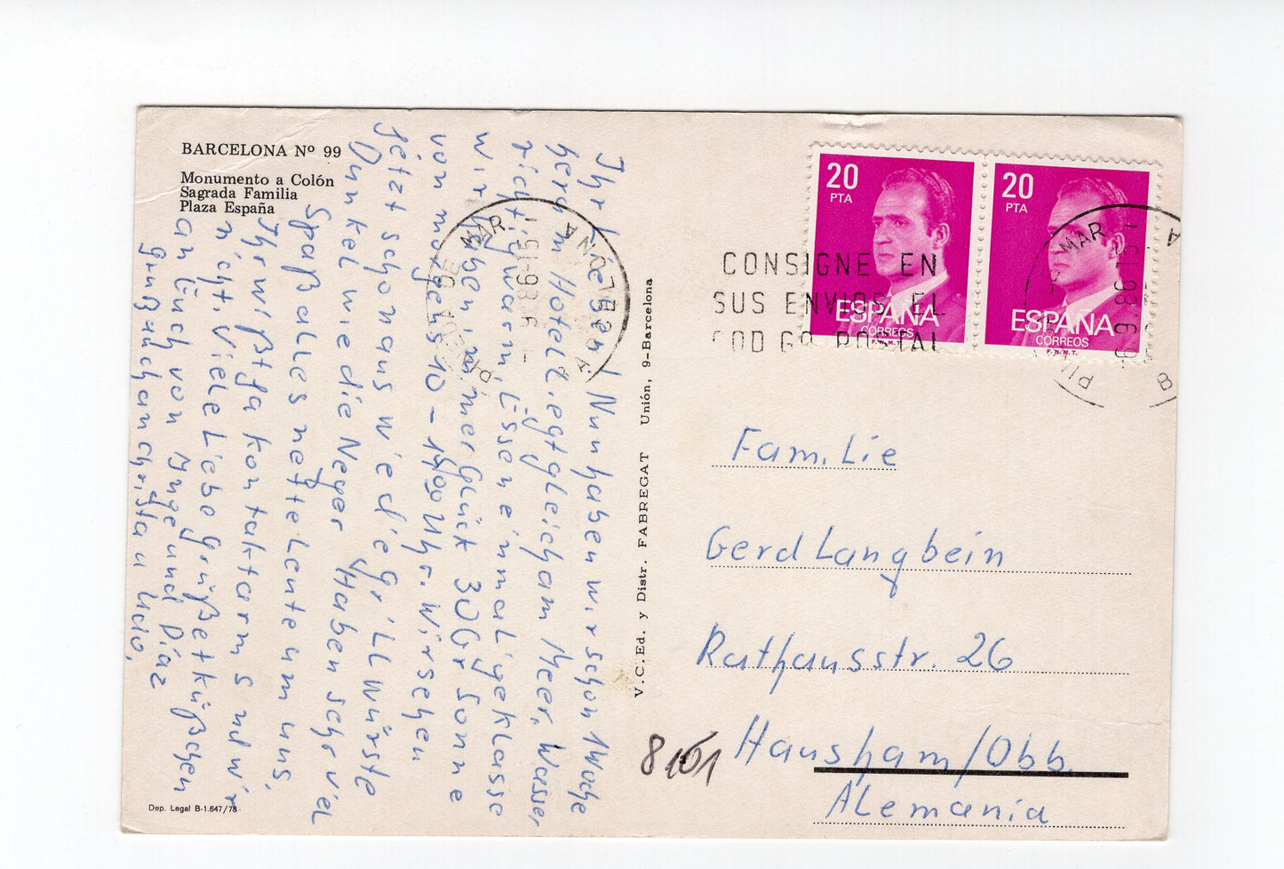 Ansichtskarte Barcelona / Spanien