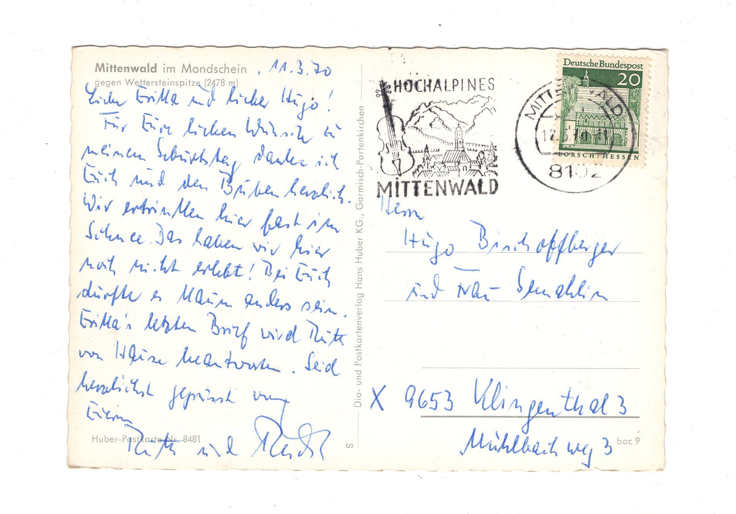 Ansichtskarte Mittenwald im Mondschein / G1-56