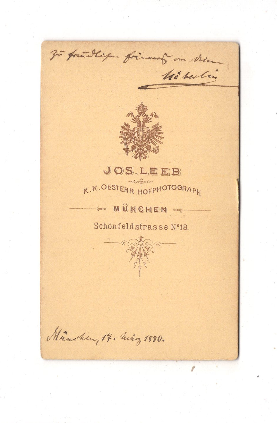 Fotografie Soldat mit Widmung - München 1880 / CDV M1-03