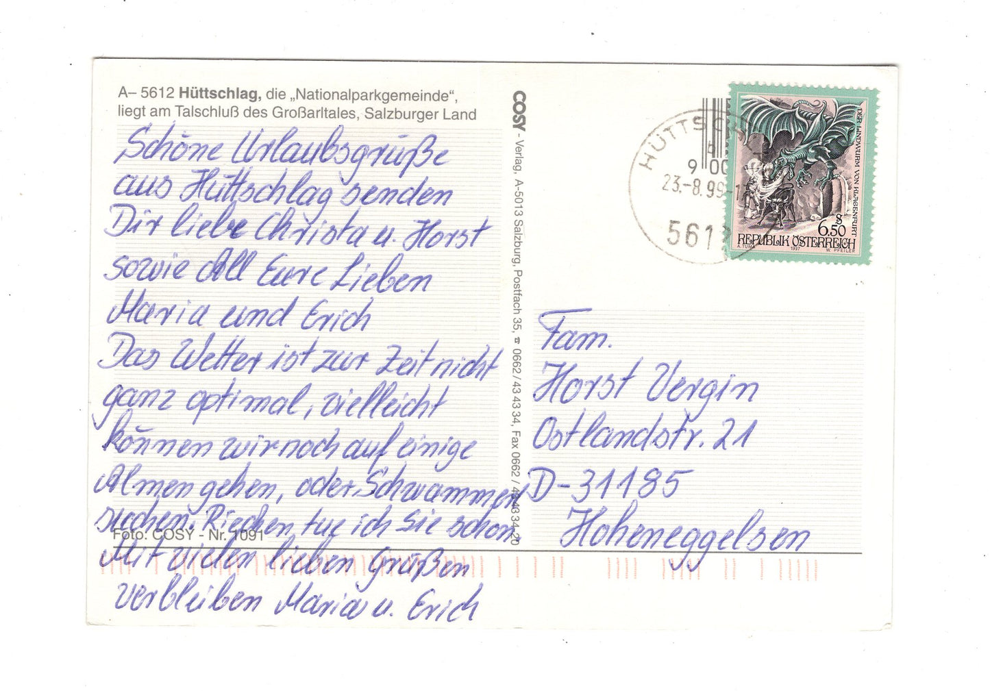 Ansichtskarte Hüttschlag / Salzburger Land / Österreich