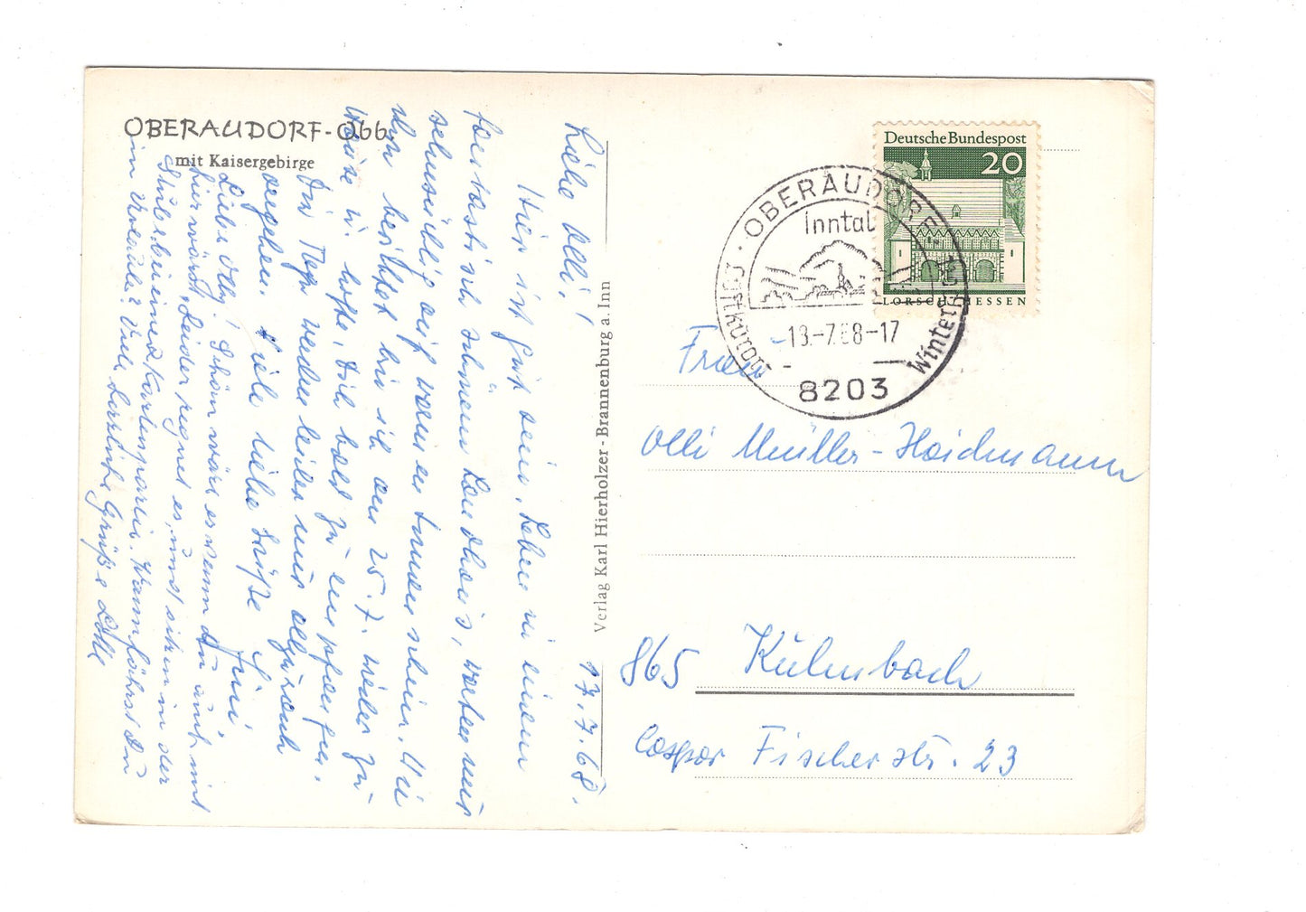 Ansichtskarte Oberaudorf / Oberbayern / mit Kaisergebirge / H1-69