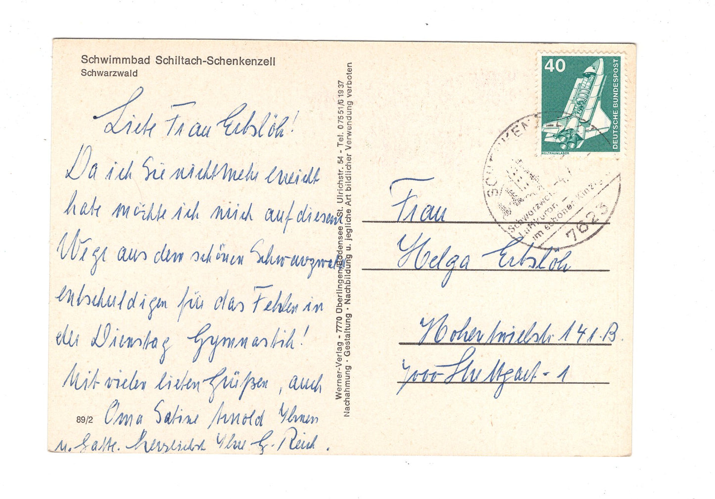 Ansichtskarte Schwimmbad Schiltach-Schenkenzell / Schwarzwald / H1-52