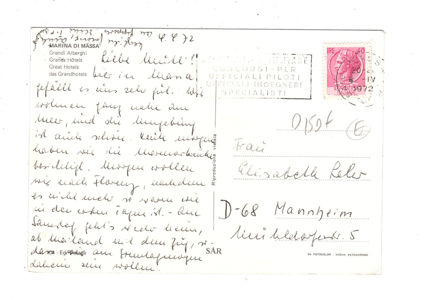 Ansichtskarte Marina di Massa / Grandi Alberghi / Italien / N1-62