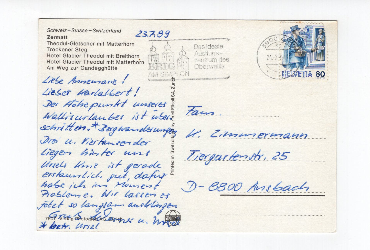 Ansichtskarte Zermatt / Schweiz