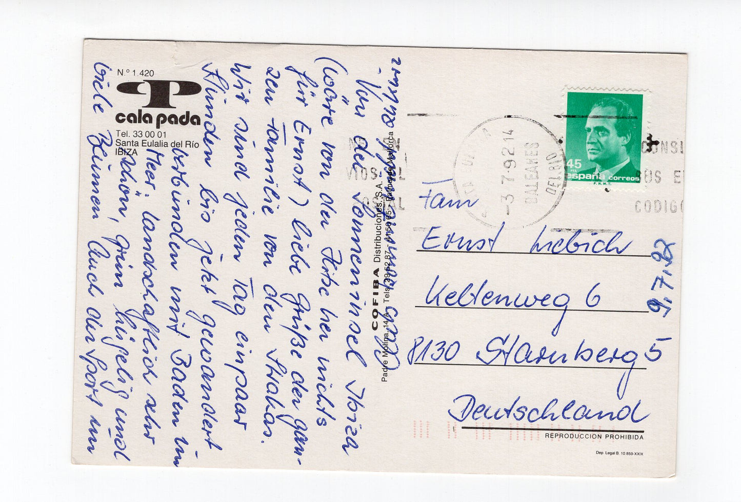 Ansichtskarte Santa Eulalia del Rio / Cala Pada / Ibiza / Spanien