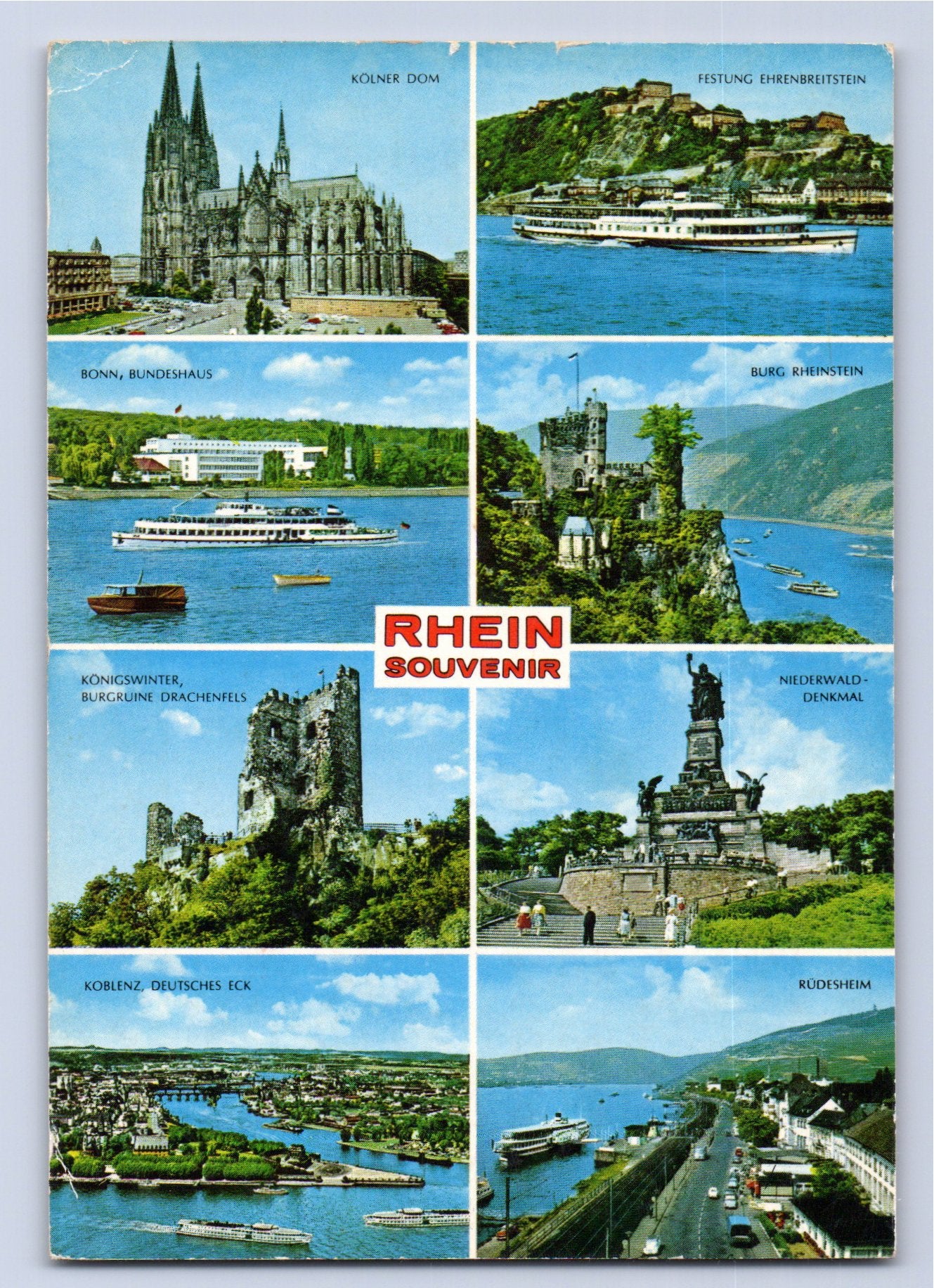 Ansichtskarte Rhein Souvenir - Rüdesheim - Kölner Dom +++