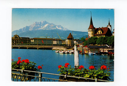 Ansichtskarte Luzern / Blick auf Seebrücke und Pilatus / Schweiz