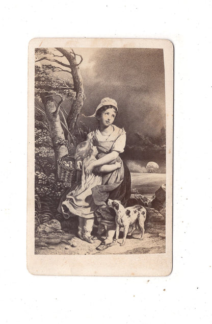 Fotografie Kunst / Frau mit Mädchen und Hund - 1870er