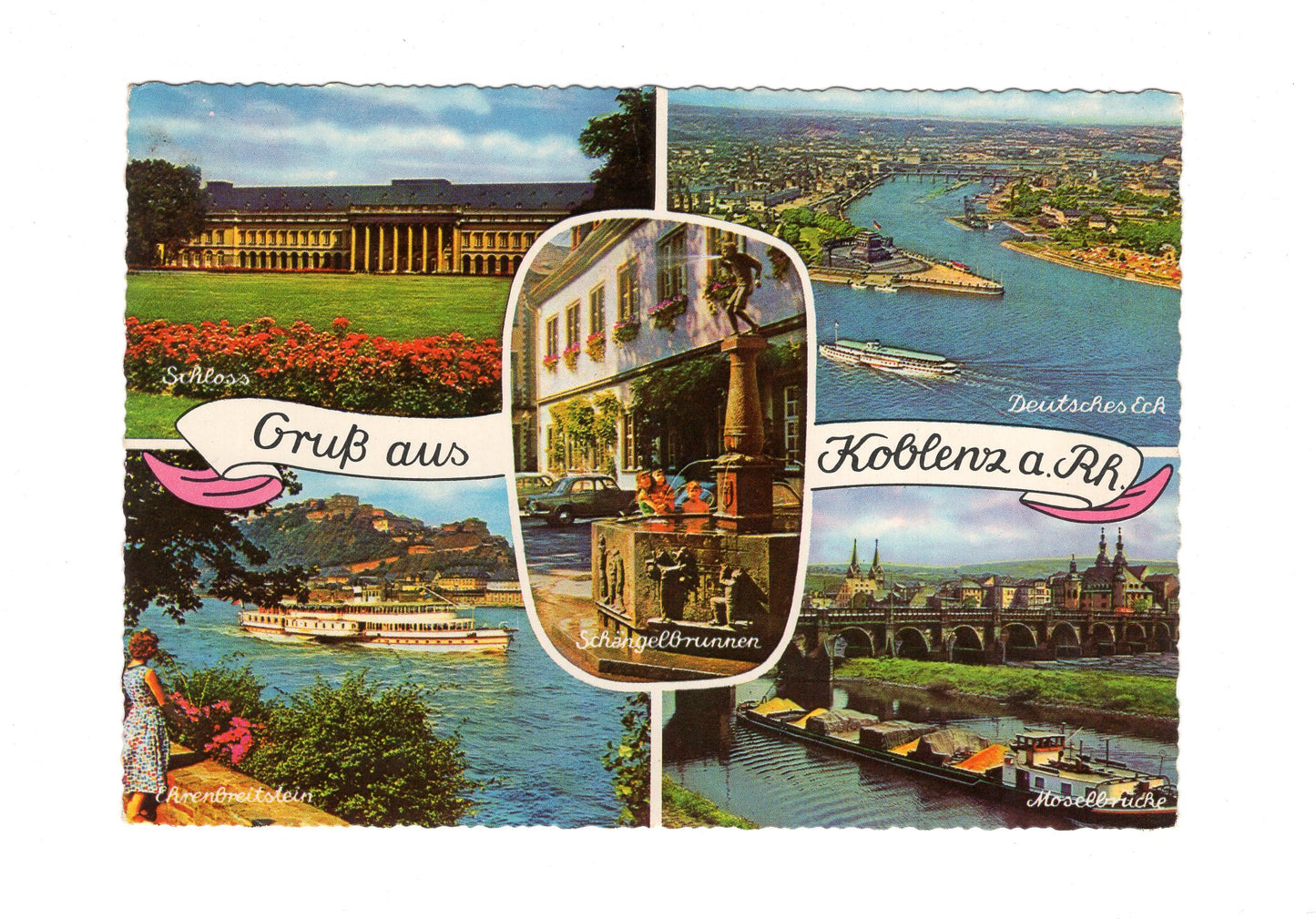 Ansichtskarte Koblenz am Rhein / Schloss / Moselbrücke +++