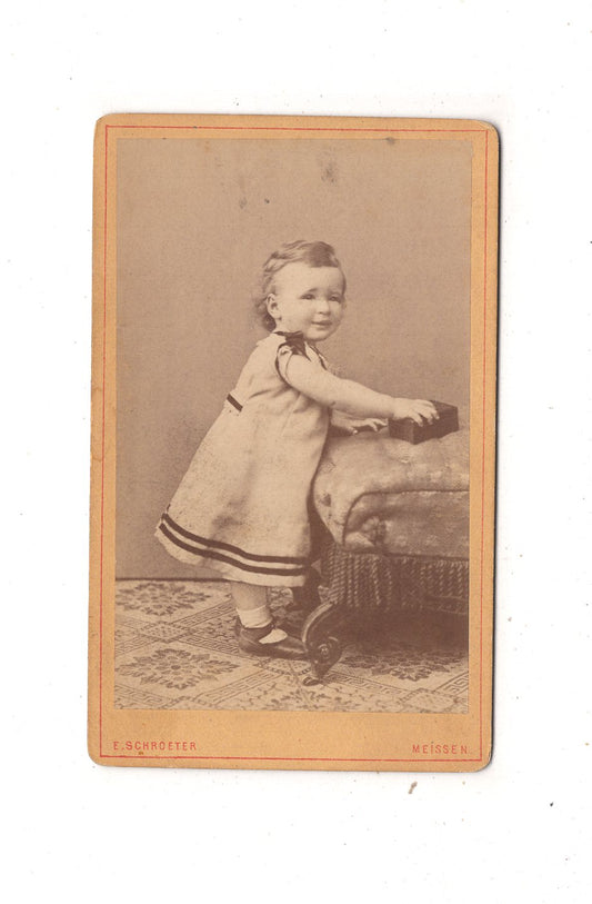 Fotografie Niedlicher kleiner Junge / benannt - Meißen 1860er / CDV M1-23