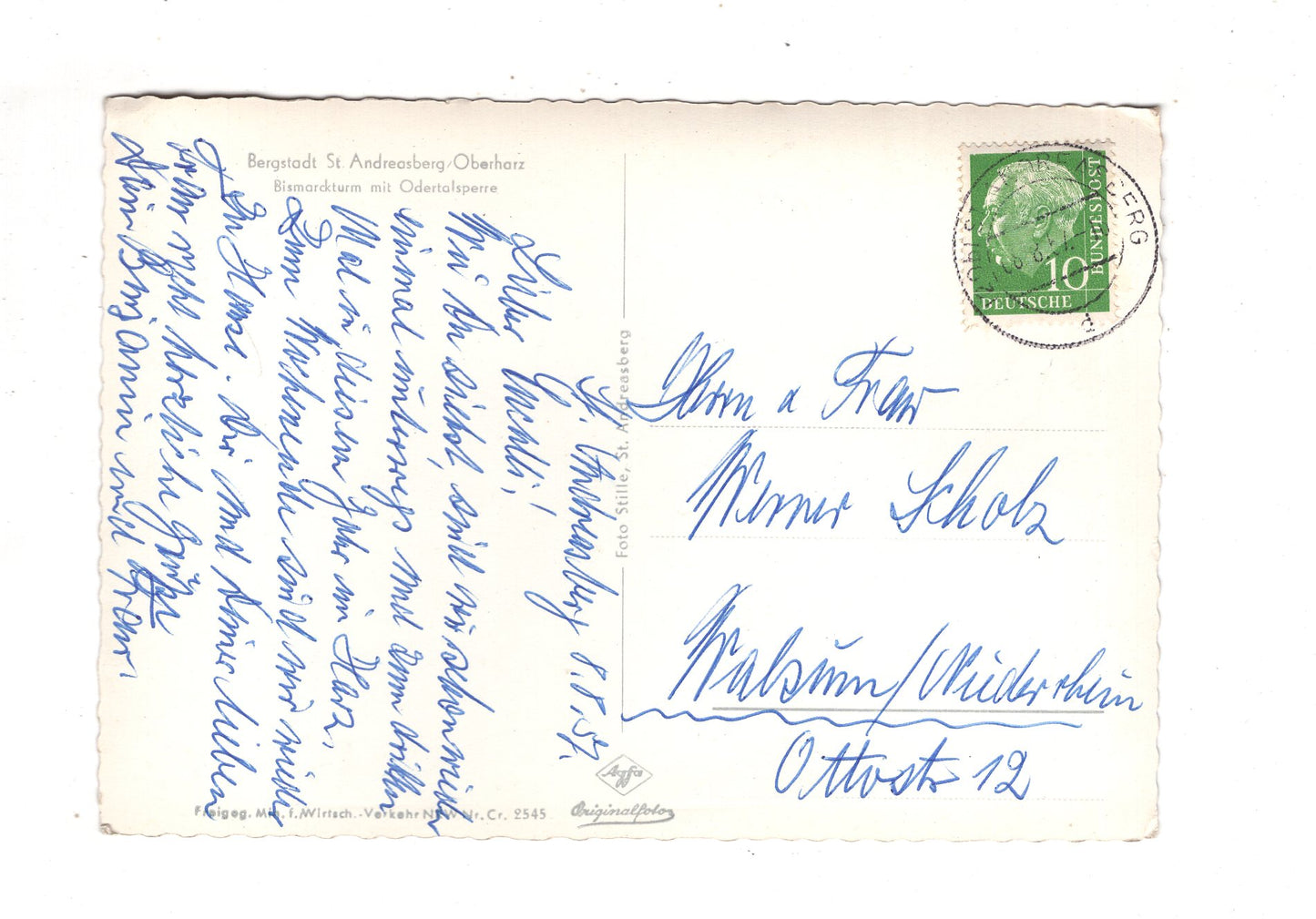 Ansichtskarte St. Andreasberg / Oberharz / Bismarckturm mit Odertalsperre / K1-56