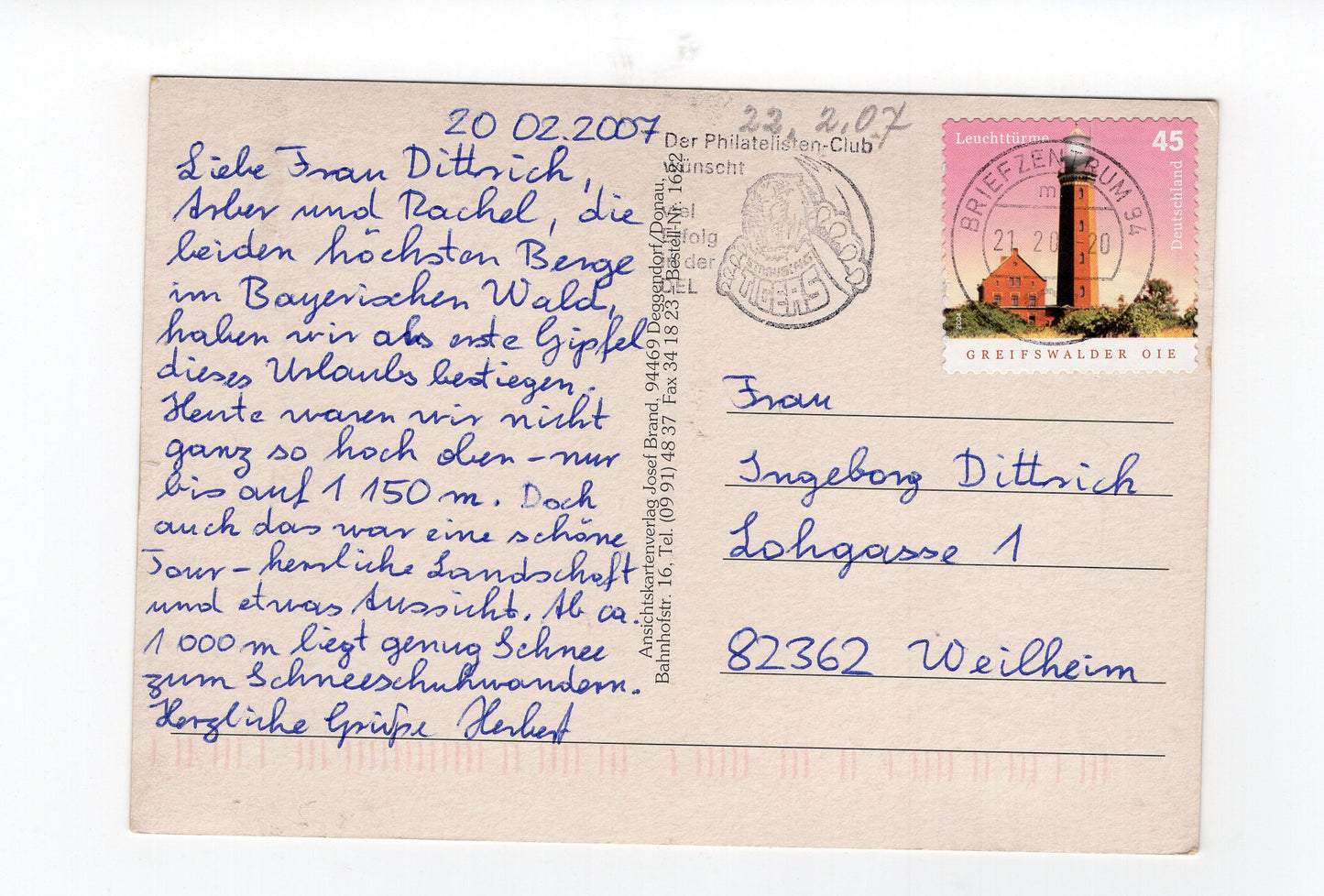 Ansichtskarte Arber / Bayerischer Wald