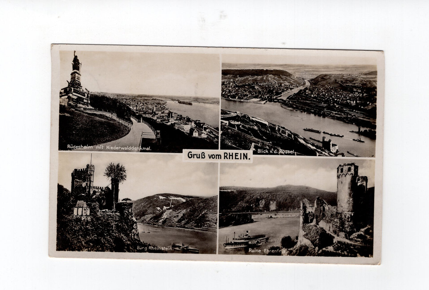 Ansichtskarte Gruß vom Rhein / Rüdesheim / Burg Rheinstein +++