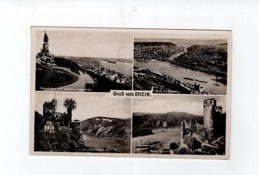 Ansichtskarte Gruß vom Rhein / Rüdesheim / Burg Rheinstein +++