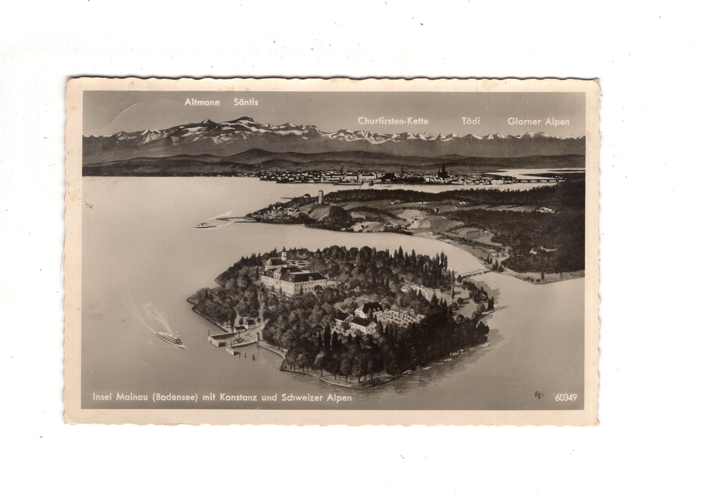 Ansichtskarte Insel Mainau im Bodensee mit Konstanz +++ / J1-64