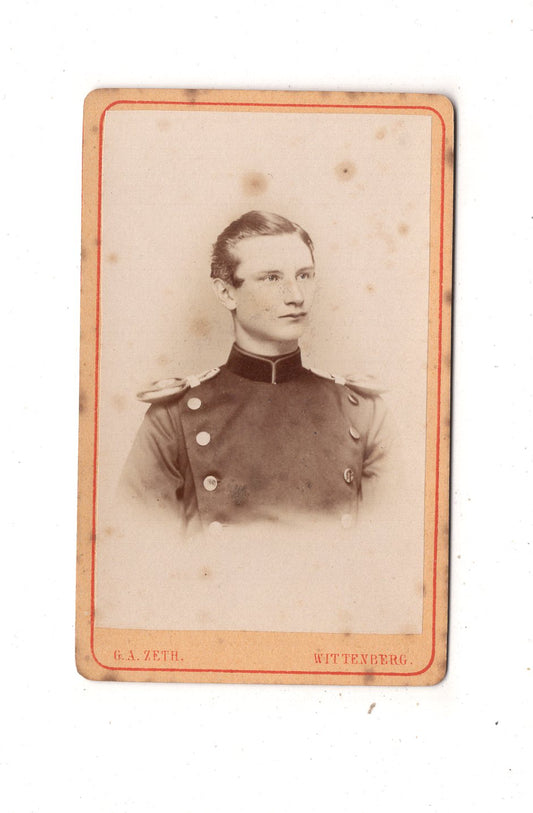 Fotografie Soldat mit Epauletten - Wittenberg 1860er / CDV M1-04