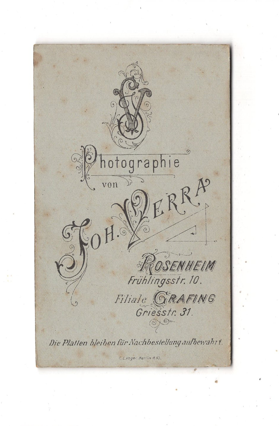 Fotografie Damenportrait - Rosenheim & Grafing 1890er / CDV N1-11