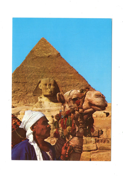 Ansichtskarte Gizeh / Kamelreiter bei der Sphinx und Pyramide / Ägypten