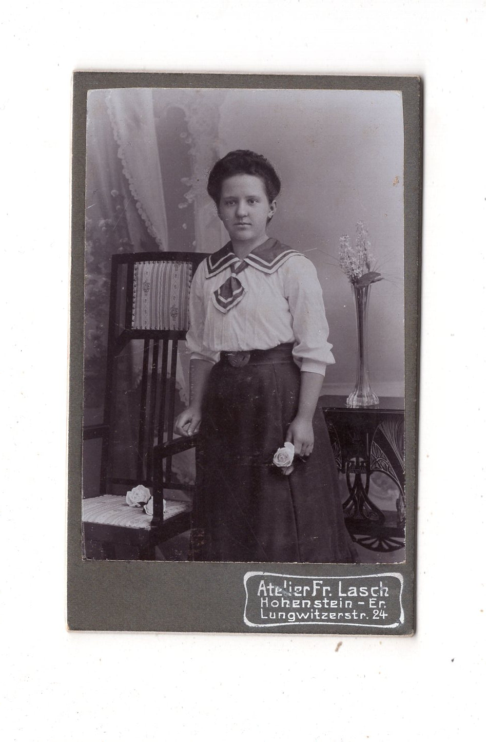 Fotografie Feines junges Mädchen - Hohenstein-Ernstthal 1900er / CDV E1-36