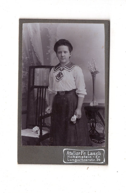 Fotografie Feines junges Mädchen - Hohenstein-Ernstthal 1900er / CDV E1-36