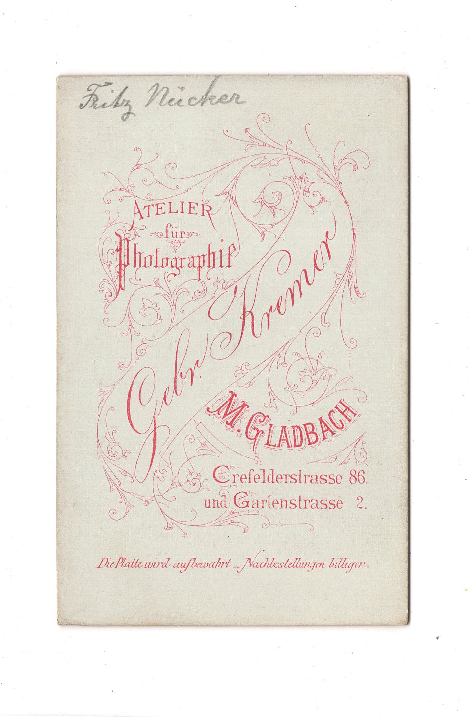 Fotografie Herrenportrait / benannt - Mönchengladbach 1880er / CDV C1-19