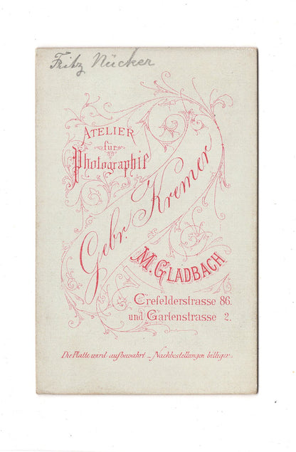 Fotografie Herrenportrait / benannt - Mönchengladbach 1880er / CDV C1-19