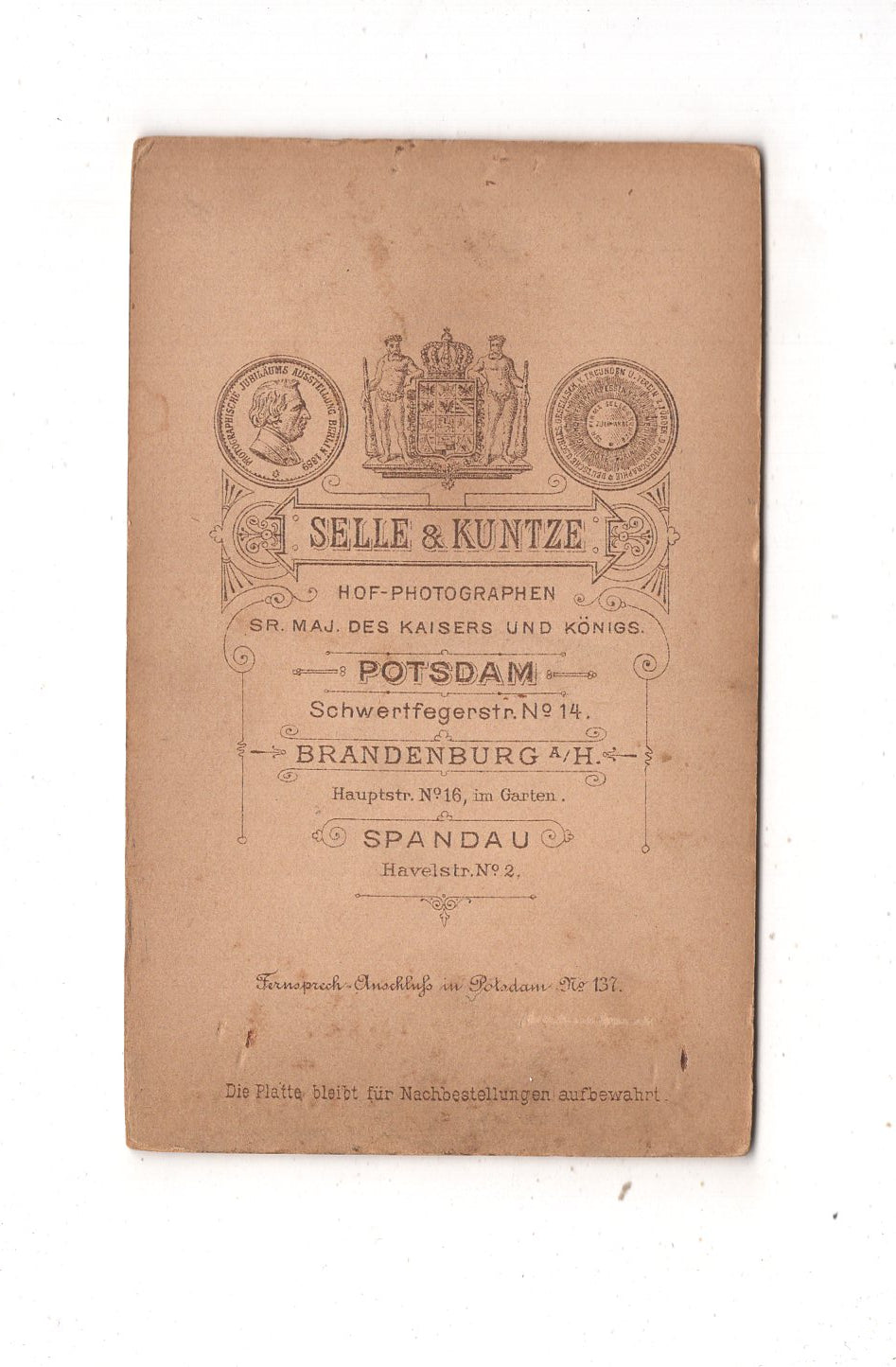 Fotografie Schönes Kinderbild / Baby - Potsdam 1880er / CDV N1-07