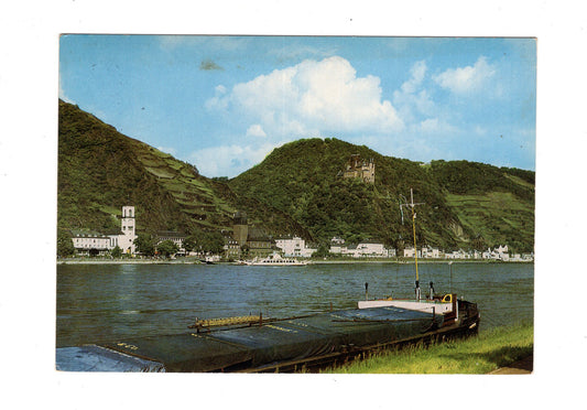 Ansichtskarte Blick von St. Goar am Rhein auf St. Goarshausen mit Burg Katz