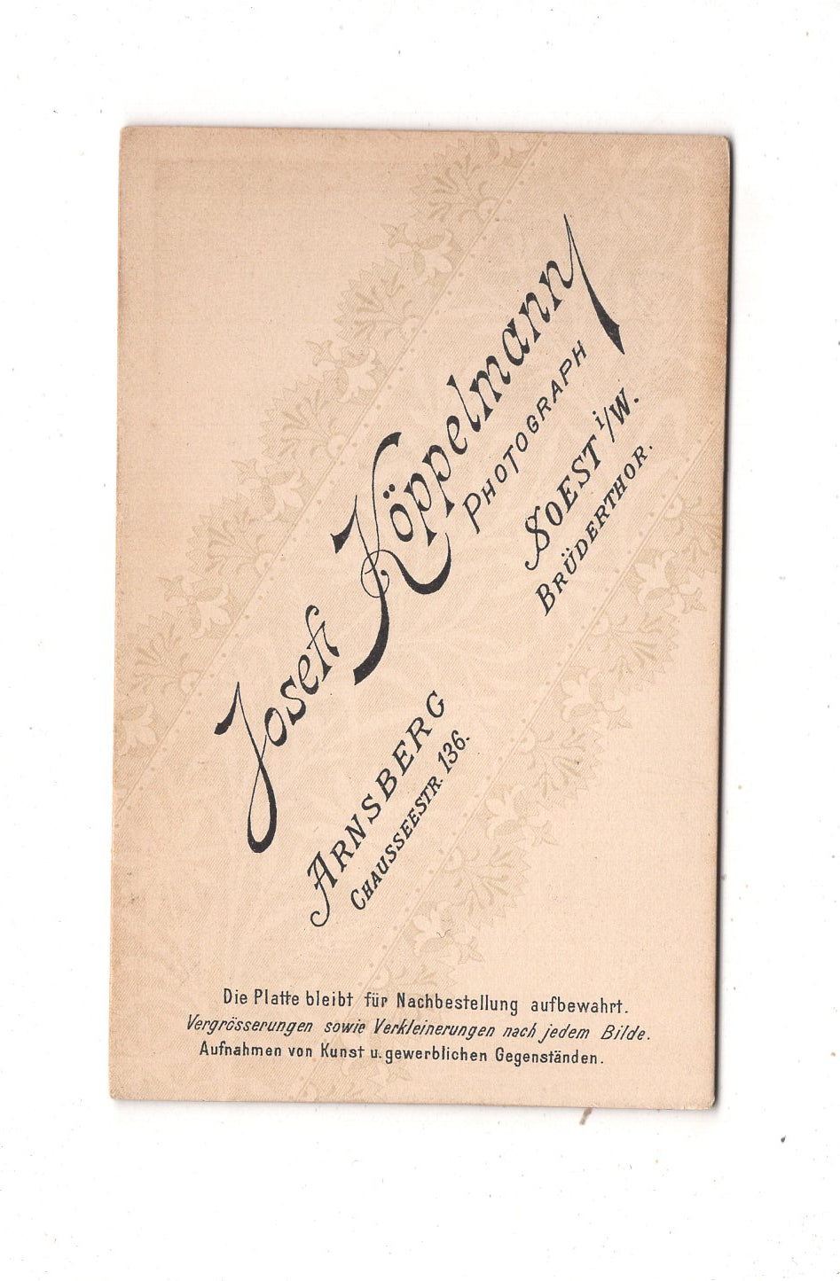 Fotografie Schönes Kinderbild / Baby - Arnsberg / Soest 1896 / CDV N1-07