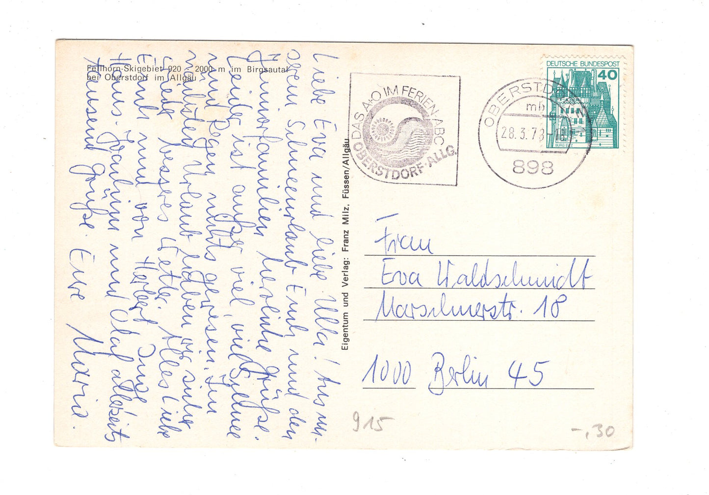 Ansichtskarte Fellhorn-Skigebiet im Birgsautal bei Oberstdorf im Allgäu / H1-53