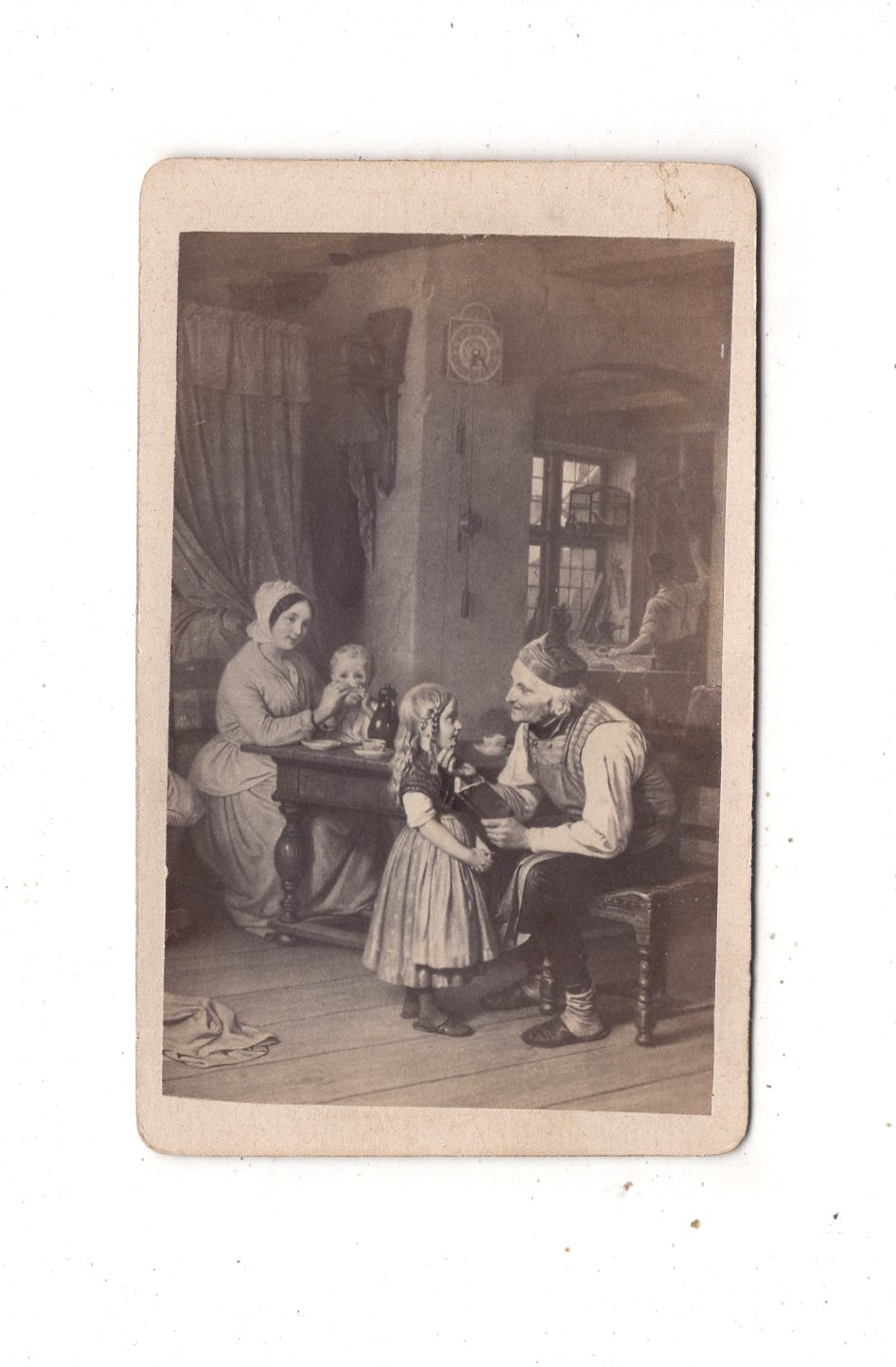 Fotografie Kunst / Großvater liest dem Mädchen ein Buch vor - 1870er