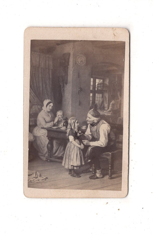 Fotografie Kunst / Großvater liest dem Mädchen ein Buch vor - 1870er