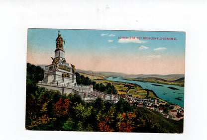 Ansichtskarte Rüdesheim am Rhein mit Niederwald-Denkmal - 1911