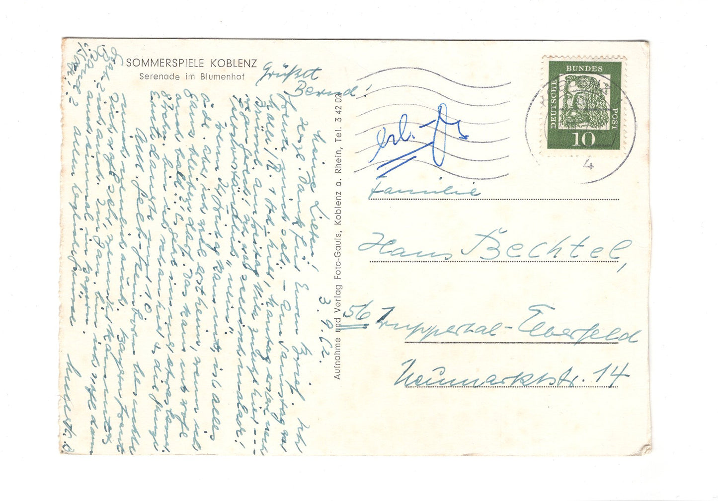 Ansichtskarte Sommerspiele Koblenz / Serenade im Blumenhof