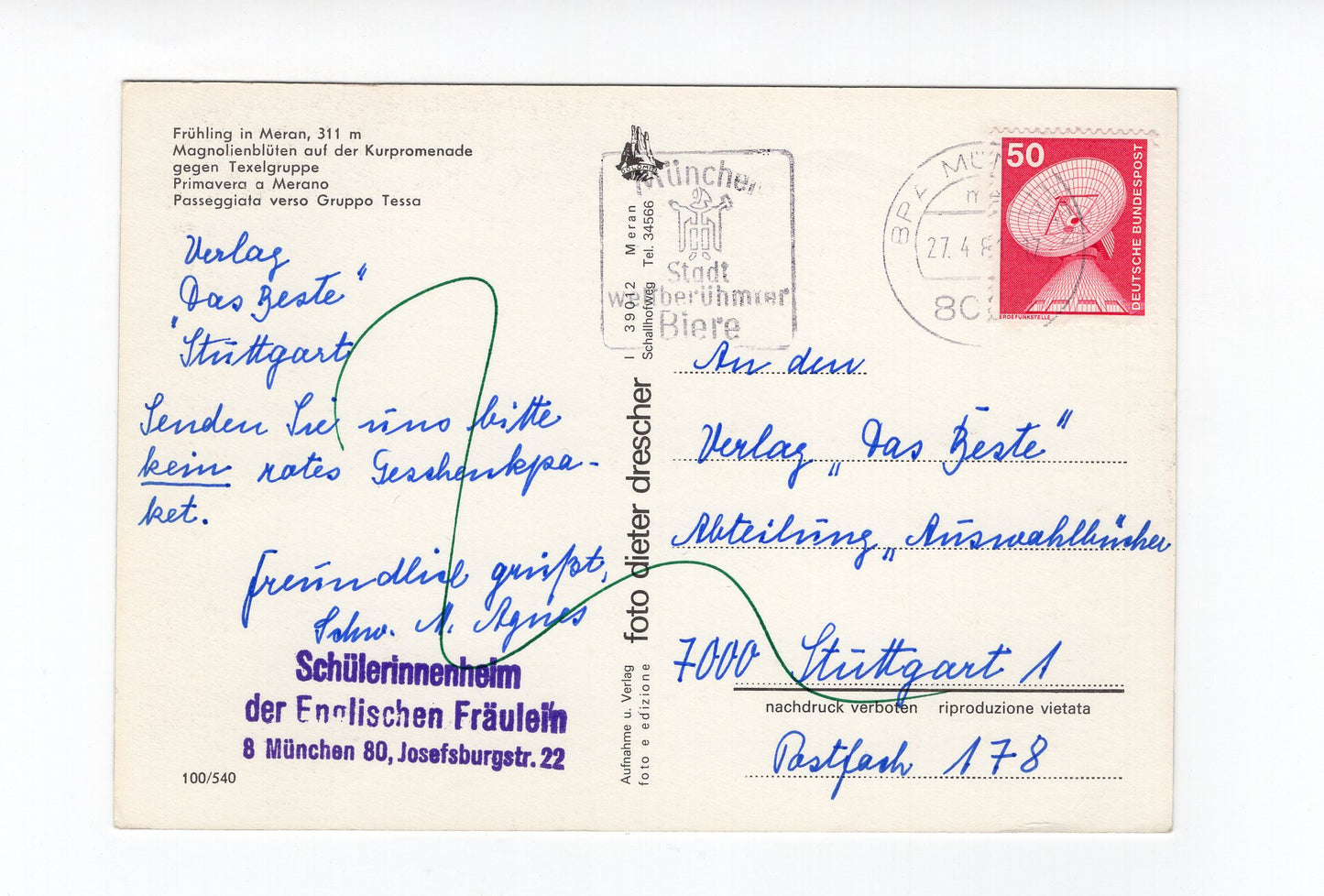 Ansichtskarte Frühling in Meran / Südtirol / Italien