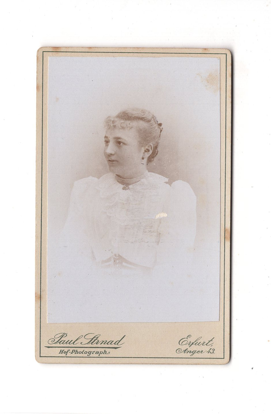 Fotografie Damenportrait mit Widmung - Erfurt 1893 / CDV C1-01