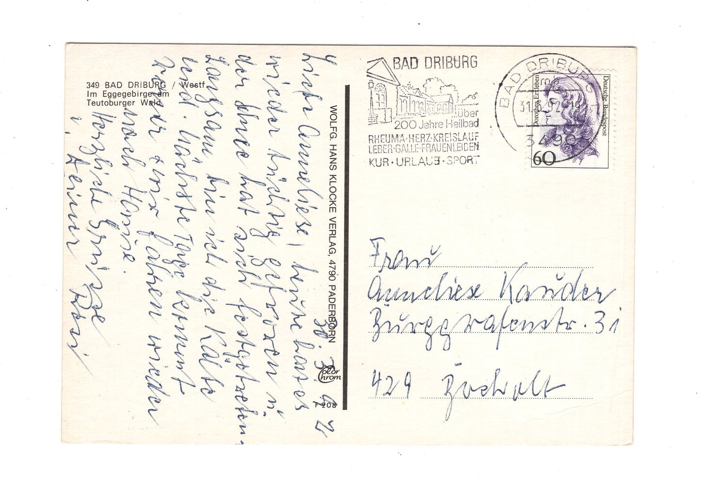Ansichtskarte Bad Driburg / Westfalen / Fachklinik Rosenberg +++