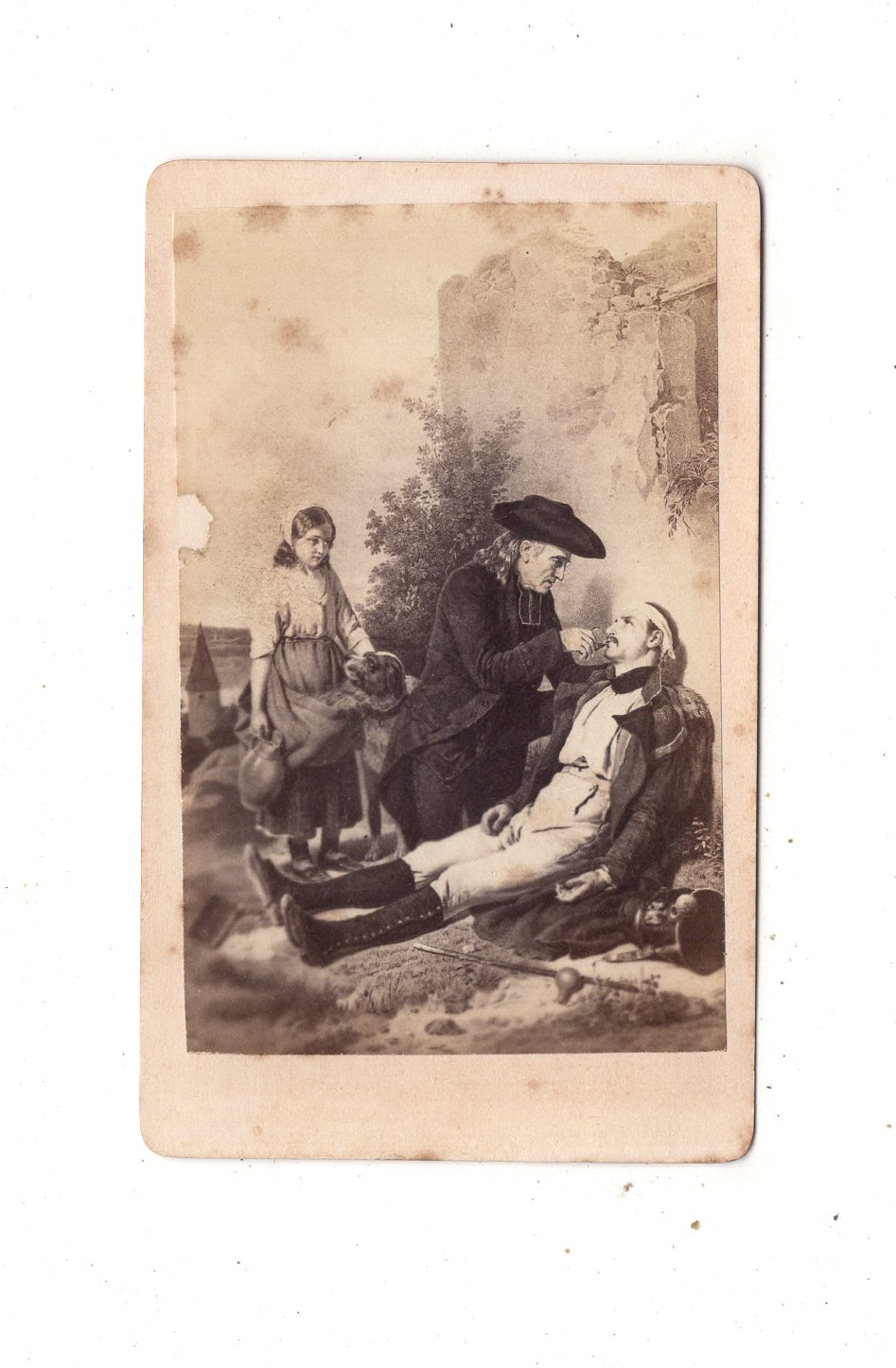 Fotografie Kunst / Verwundeter Soldat wird versorgt - 1870er