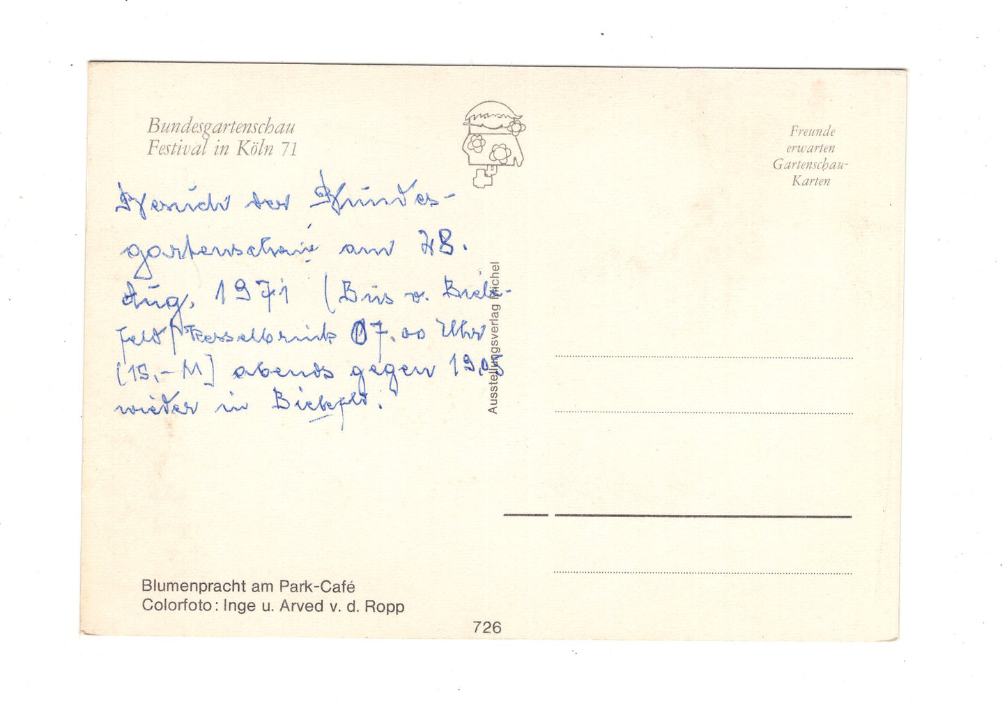 Ansichtskarte Bundesgartenschau Festival in Köln 1971