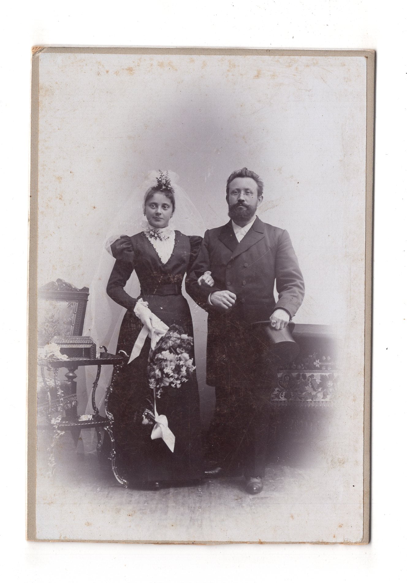 Fotografie Schönes Hochzeitsbild - Karlsruhe um 1900 / CAB X-36