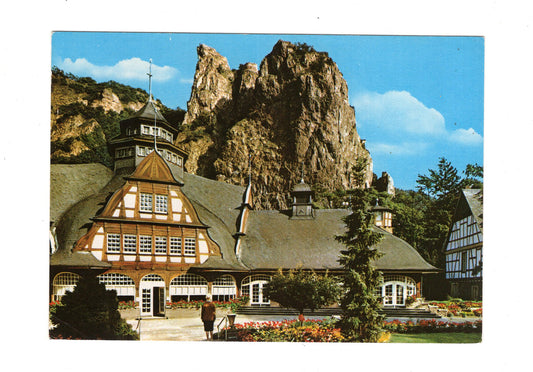Ansichtskarte Bad Münster am Stein-Ebernburg / Bäderhaus mit Rheingrafenstein
