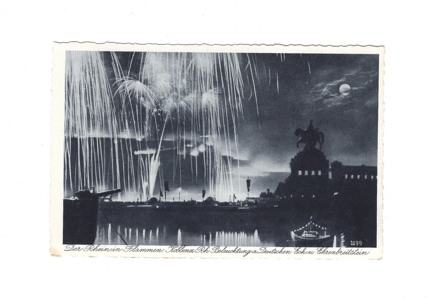 Ansichtskarte Koblenz am Rhein / Der Rhein in Flammen