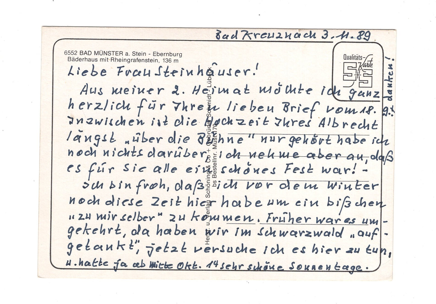 Ansichtskarte Bad Münster am Stein-Ebernburg / Bäderhaus mit Rheingrafenstein