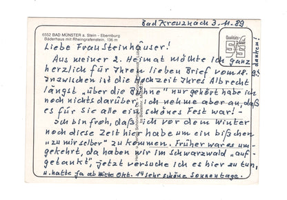 Ansichtskarte Bad Münster am Stein-Ebernburg / Bäderhaus mit Rheingrafenstein