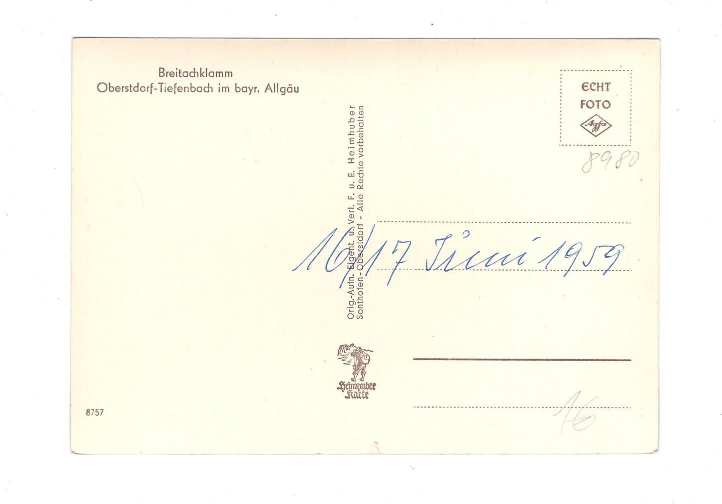 Ansichtskarte Breitachklamm bei Oberstdorf / Allgäu