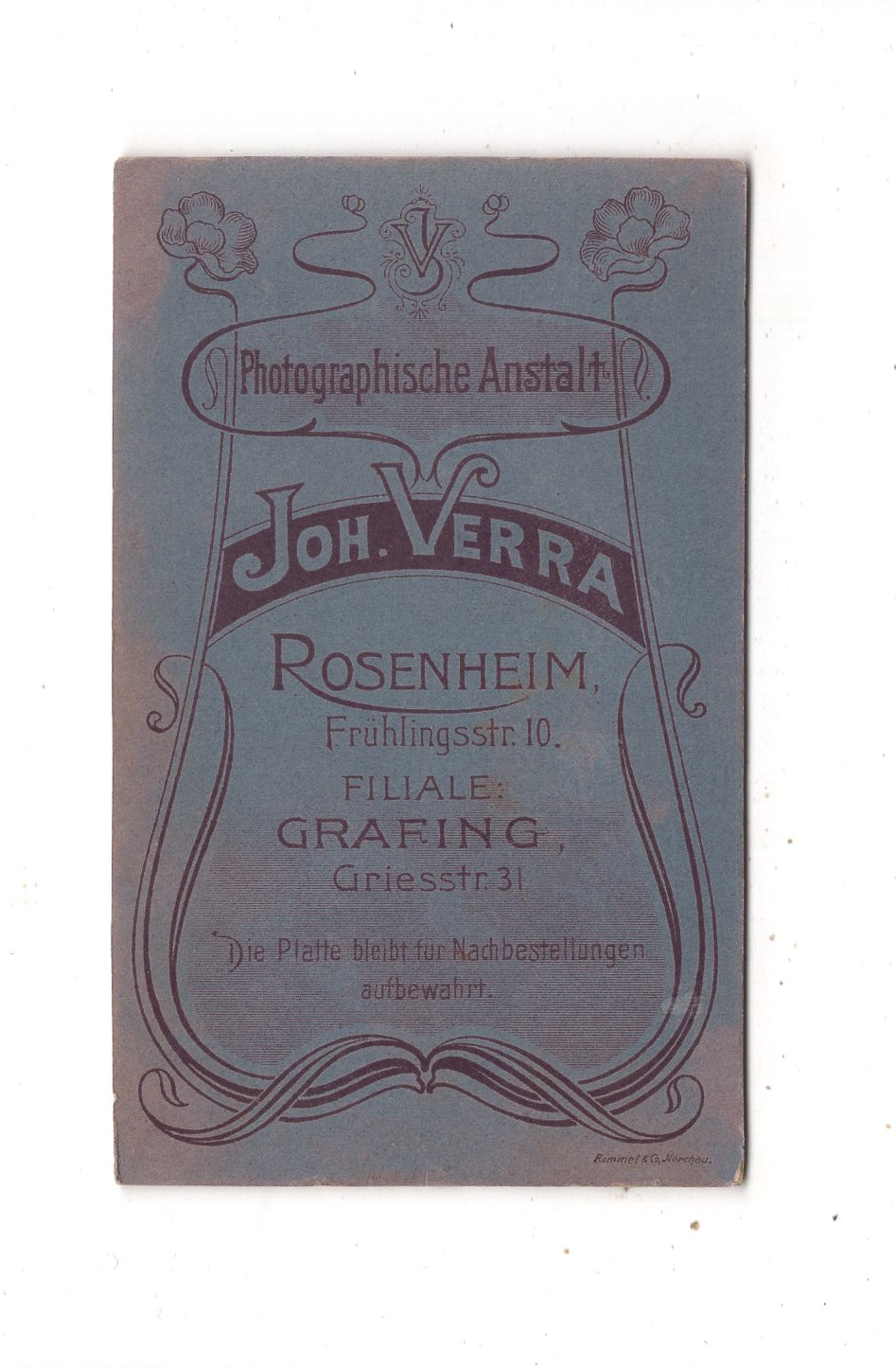 Fotografie Damenportrait - Rosenheim & Grafing 1890er / CDV N1-11