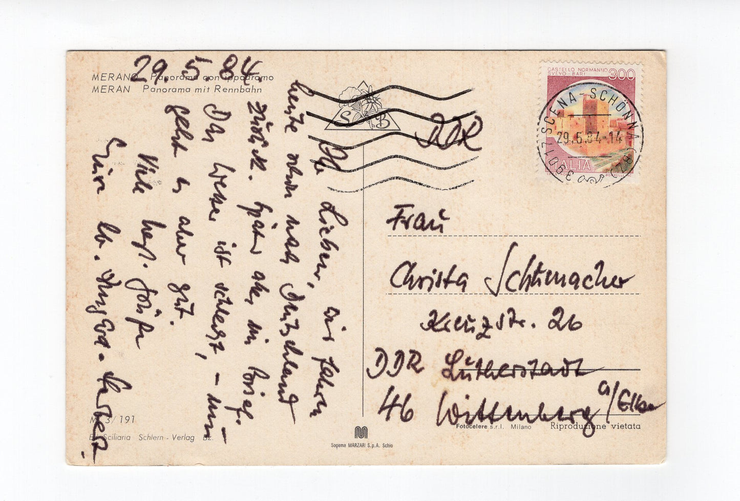 Ansichtskarte Merano Meran / Panorama mit Rennbahn / Südtirol / Italien