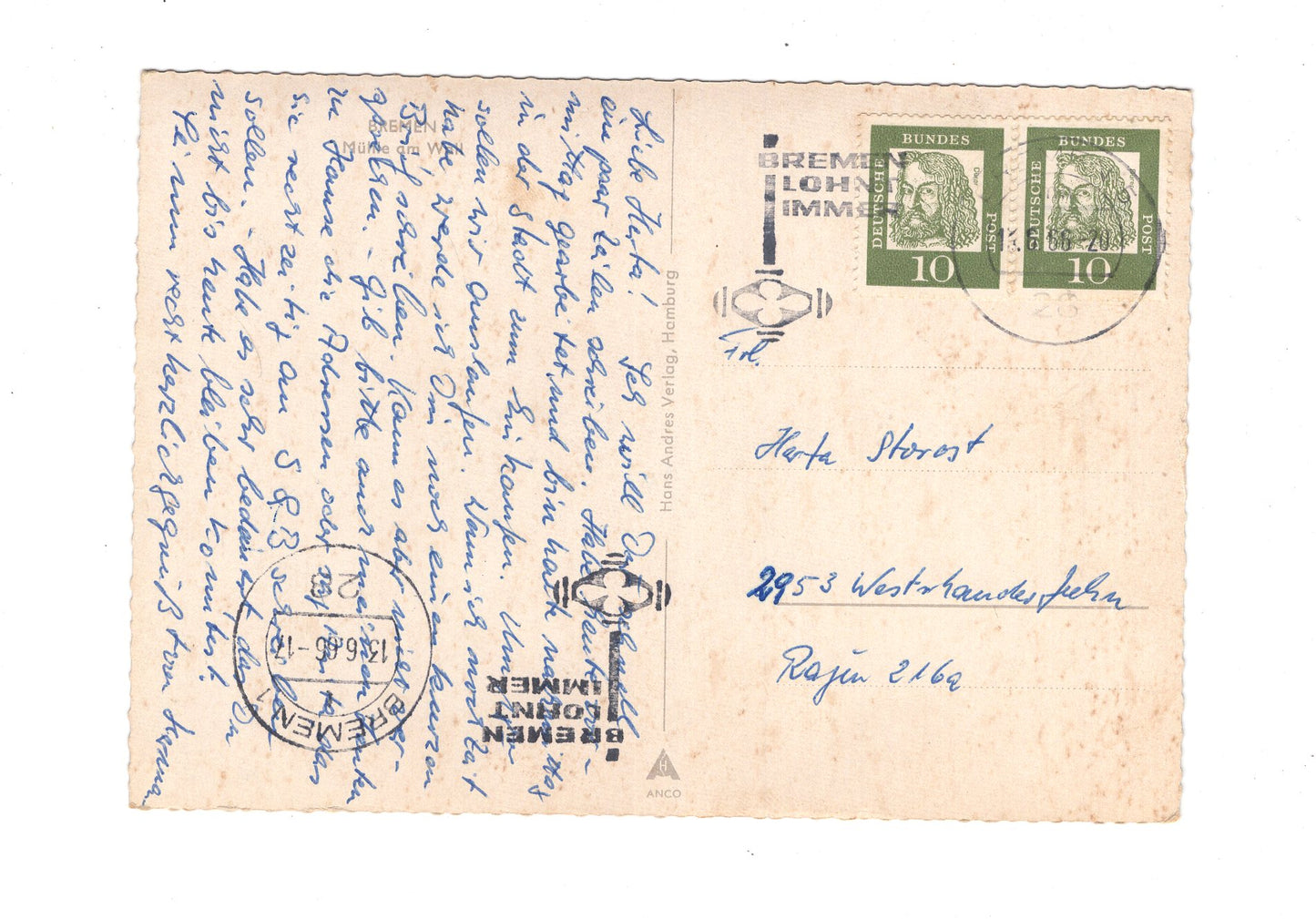 Ansichtskarte Bremen / Mühle am Wall